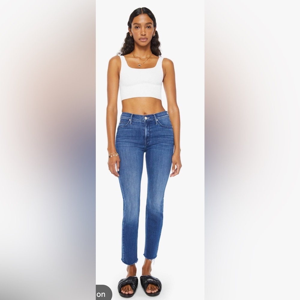 mother mid rise dazzler ankle fray